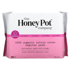 Прокладки без трав с крылышками, The Honey Pot Company Non Herbal Pads with Wings, 20 шт