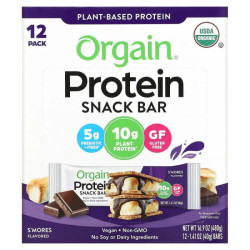Батончики с растительным протеином, органик, S'mores, Orgain Organic Plant-Based Protein Bar, 12 батончиков по 40 г