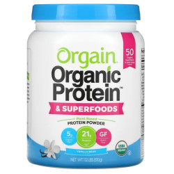 Протеин и суперфуд, органик, ваниль, Orgain Organic Protein & Superfoods, растительный порошок, 510 г