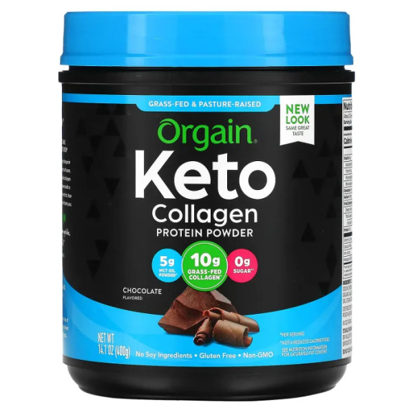 Кето колагеновий протеїн, Keto, Collagen Protein, Orgain, порошок, смак шоколаду, 400 г