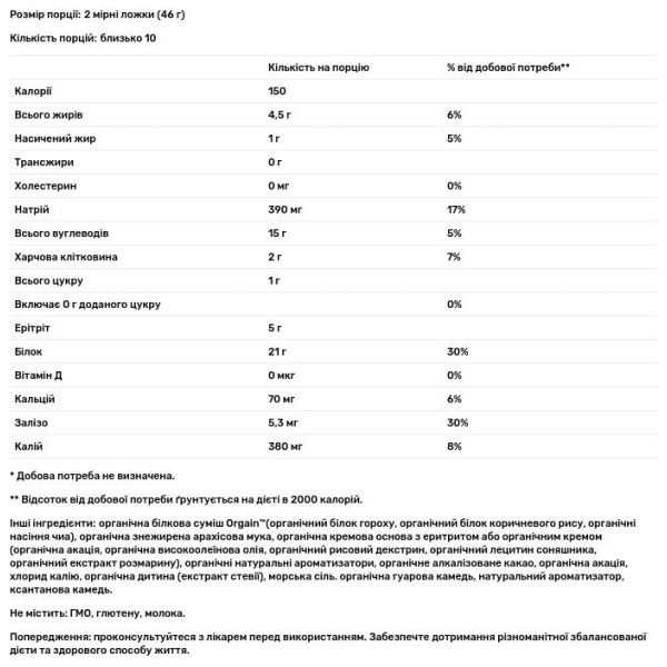 Рослинний протеїн, Organic Protein Powder, Orgain, органік, порошок, арахісова олія з шоколадом, 462 г