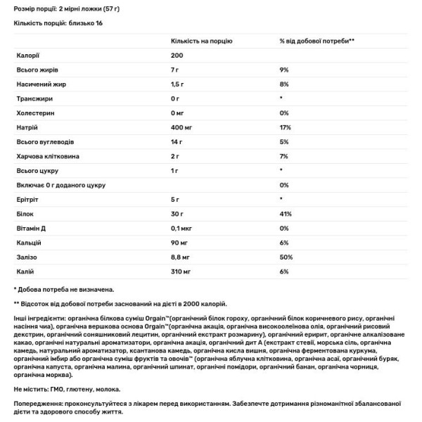 Рослинний протеїн, Sport Protein Powder, Orgain, порошок, смак шоколаду, 912 г