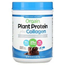 Растительный протеин с коллагеном, вкус сливочно-шоколадной помадки, Orgain Plant Protein Plus Collagen, 726 г
