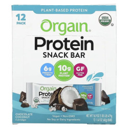 Протеиновый батончик, Orgain Protein Snack Bar, шоколад-кокос, 12 батончиков по 40 г