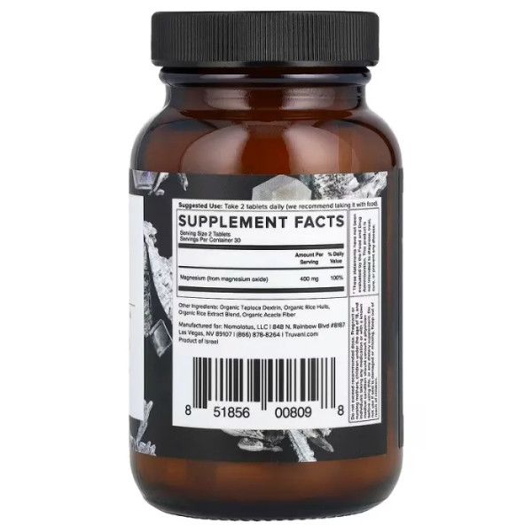 Магній (оксид), Magnesium, Truvani, 400 мг, для веганів, 60 таблеток (200 мг на таблетку)