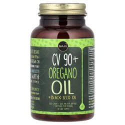 Олія орегано CV 90+ та олія чорного кмину, Maju Superfoods CV 90+ Oregano Oil + Black Seed Oil, 60 гелевих капсул