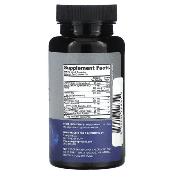 Підтримка нервів, Nerve Support, Sunergetic, 60 капсул