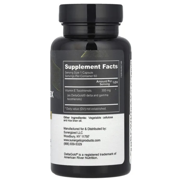 Вітамін Е токотрієноли, Annatto Max DeltaGold, Sunergetic, 300 мг, 60 рідких капсул