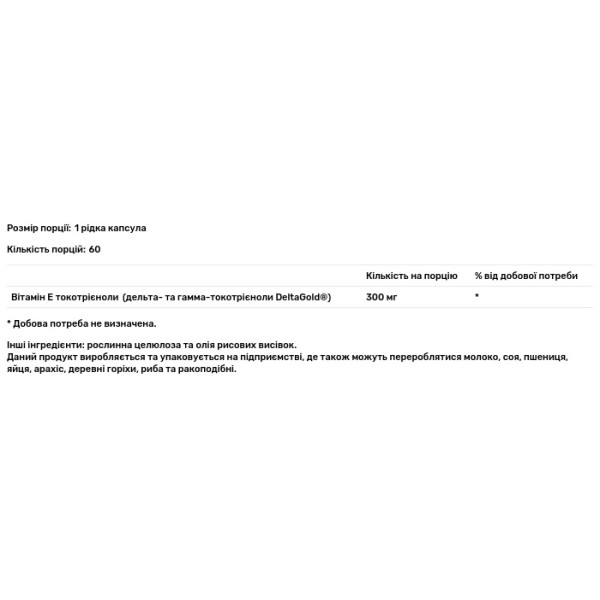 Вітамін Е токотрієноли, Annatto Max DeltaGold, Sunergetic, 300 мг, 60 рідких капсул