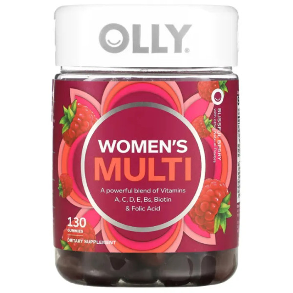 Мультивітамінний комплекс для жінок, Women's Multi, OLLY, з біотином та фолієвою кислотою, ягідне блаженство, 130 жувальних цукерок.