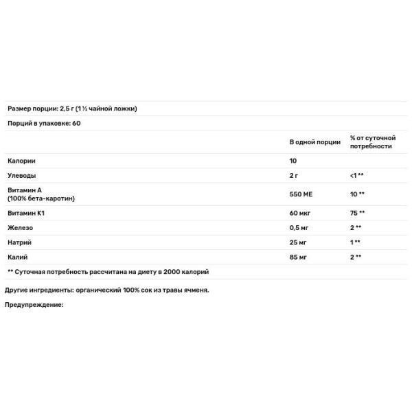 Ячмінь, сік трави, Barley grass juice, The Synergy Company, 150 грам