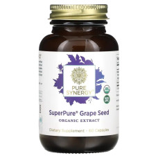 Экстракт виноградных косточек, Pure Synergy Super Grape Seed, органик, 60 капсул