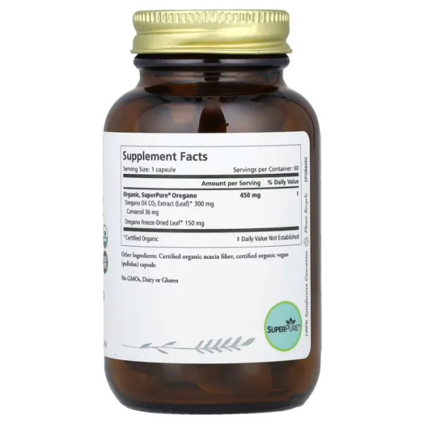 Орегано, SuperPure Oregano, Pure Synergy, 60 капсул (450 мг у капсулі)