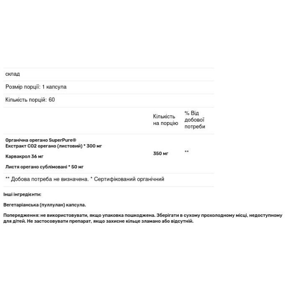 Орегано, SuperPure Oregano, Pure Synergy, 60 капсул (450 мг у капсулі)