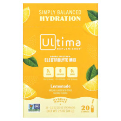 Электролиты, Ultima Replenisher, Electrolyte Supplement, вкус лимонада, 20 пакетов по 3.5 г.