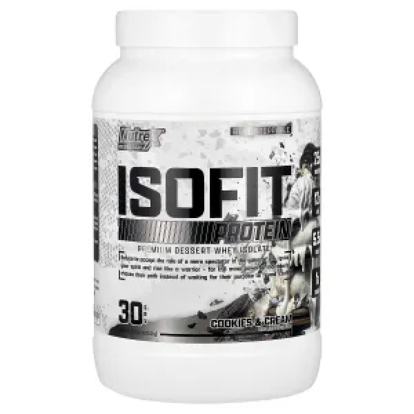 Ізолят сироваткового протеїну, IsoFit® Protein, Nutrex Research, десертний, преміум-класу, печиво та вершки, 1050 г