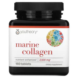 Морський колаген 2500 мг, Youtheory Marine Collagen, 160 таблеток 500 мг у таблетці