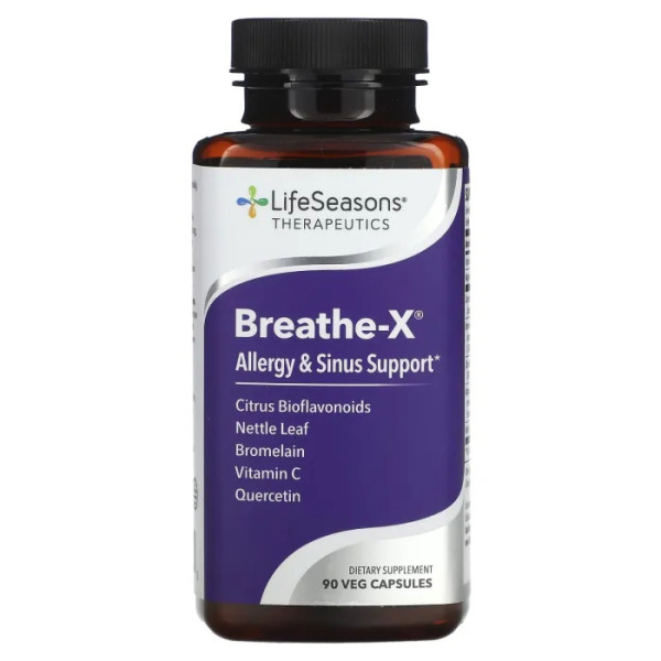 Засіб від алергії, для носових пазух, Breathe-X Allergy & Sinus Support, LifeSeasons, 90 вегетаріанських капсул