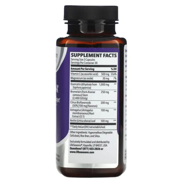 Засіб від алергії, для носових пазух, Breathe-X Allergy & Sinus Support, LifeSeasons, 90 вегетаріанських капсул