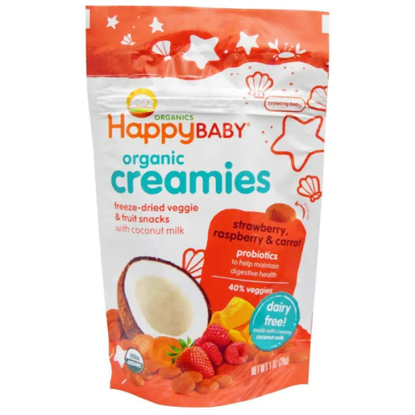 Йогурт, полуниця, малина, морква, Creamies, Nurture Inc, органік, 28 г