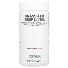 Яловича печінка трав'яної відгодівлі, Codeage Grass-Fed Beef Liver, 180 капсул (500 мг на капсулу)