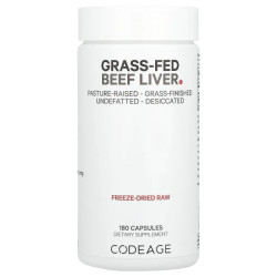 Яловича печінка трав'яної відгодівлі, Codeage Grass-Fed Beef Liver, 180 капсул (500 мг на капсулу)