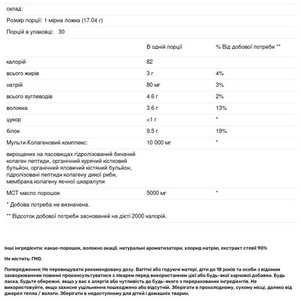 Колагенові пептиди, Multi Collagen Peptides, Codeage, 5 типів колагену I, II, III, V та X, порошок шоколадного смаку, 515 г