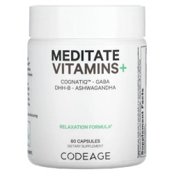 Витамины для ума и релаксации, Codeage Meditate Vitamins+, с CognatiQ, ГАМК, DHH-B, ашвагандой, 60 капсул