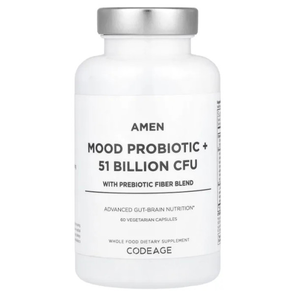Пробіотики для настрою, Mood Probiotic+, Codeage, із сумішшю пребіотичних волокон, 60 вегетаріанських капсул