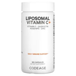 Липосомальный витамин C+, с кверцетином, шиповником и цинком, Liposomal Vitamin C+ CodeAge, 180 капсул