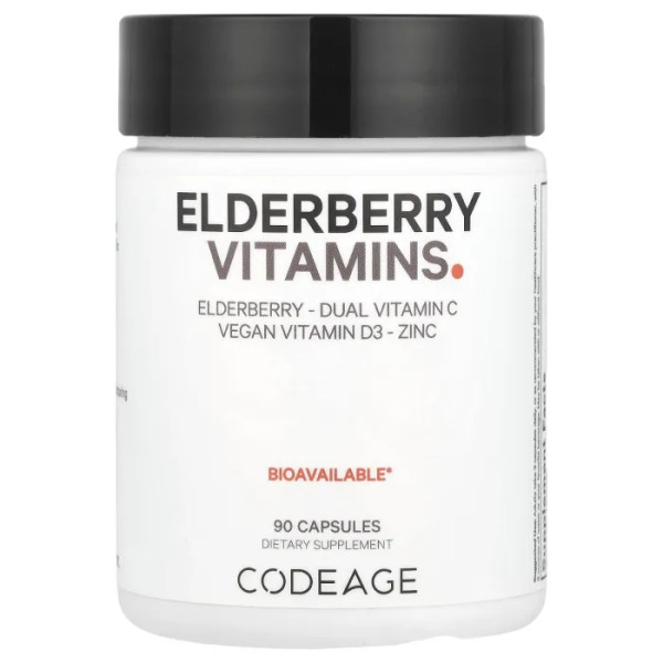 Бузина з вітамінами, Elderberry Vitamins, CodeAge, 90 капсул