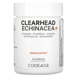 Ехінацея, CodeAge Clearhead Echinacea Plus, з вітамінами піретрумом женьшенем астрагалом лимонником, 90 капсул