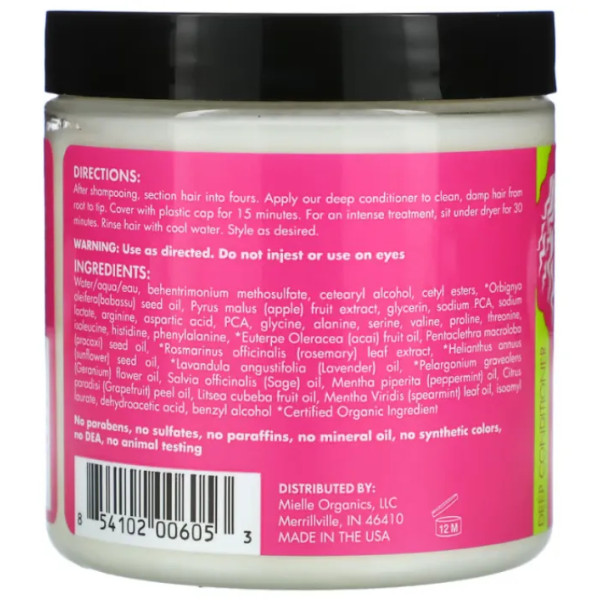 Кондиціонер для всіх типів волосся, Deep Conditioner, For All Hair Types, Babassu & Mint, Mielle, бабасу та м'ята, 227 г