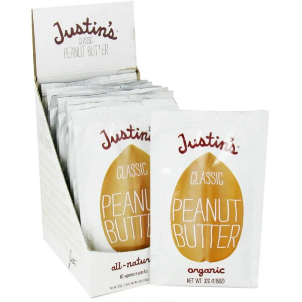 Арахісове масло класичне, Peanut Butter, Justin's Nut Butter, 10 пакетів по 32 г