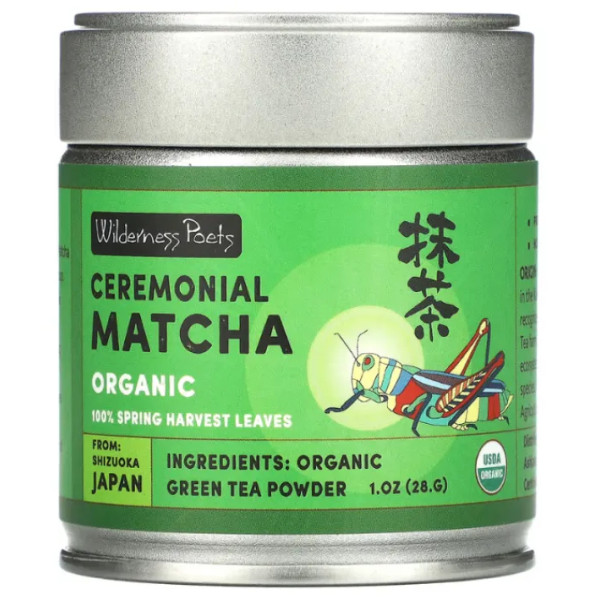 Чай матчу органічний, для церемоній, Organic Ceremonial Matcha, Wilderness Poets, 28 г