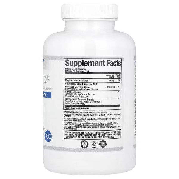 Очищаючі ферменти, Advanced Fibrin Defense, Arthur Andrew Medical, покращений захист від фібрину, 300 капсул