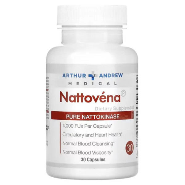 Наттокіназа, Nattovena, Arthur Andrew Medical, чиста, 4000 FU, 30 капсул