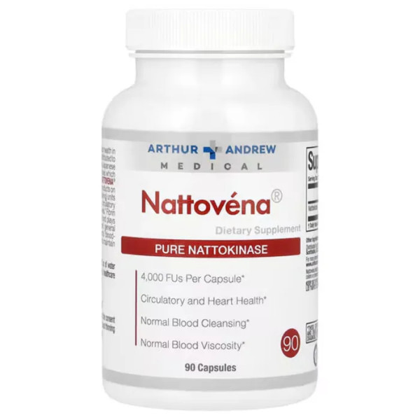 Наттокіназа, Nattovena, Arthur Andrew Medical, чиста, 4000 FU, 90 капсул