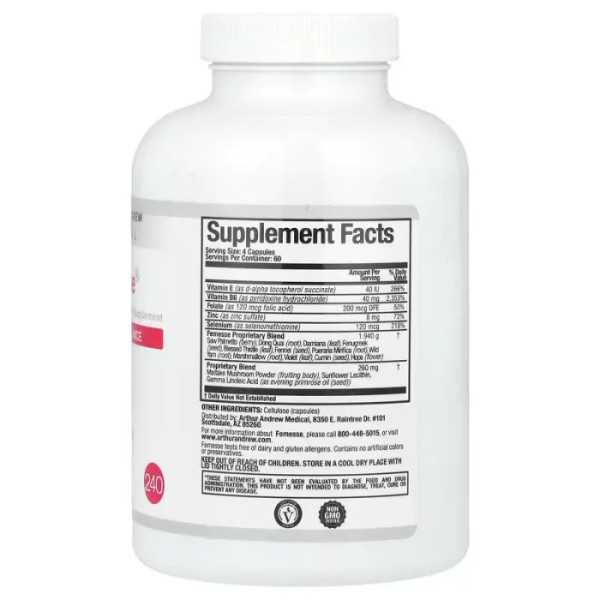 Гормональний баланс та здоров'я грудей, Femesse, Arthur Andrew Medical, для жінок, 240 капсул
