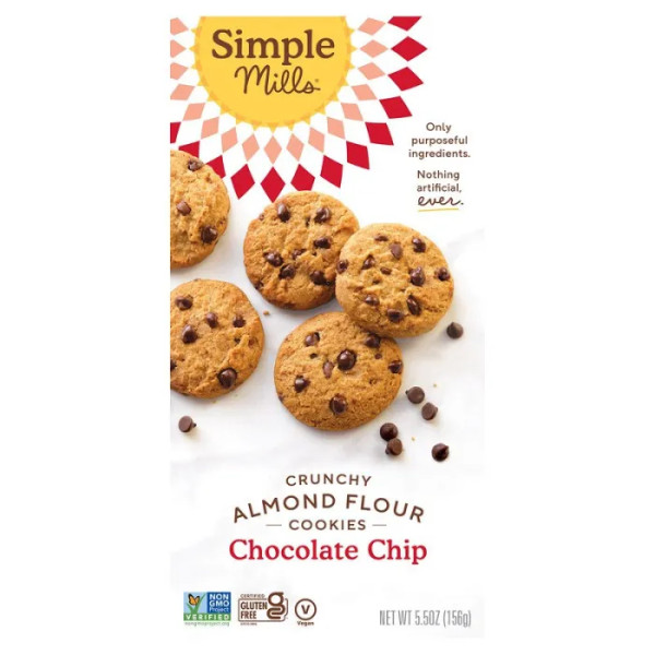Печиво з мигдального борошна, Almond Flour Cookies, Simple Mills, хрумке, шоколадна стружка, 156 г