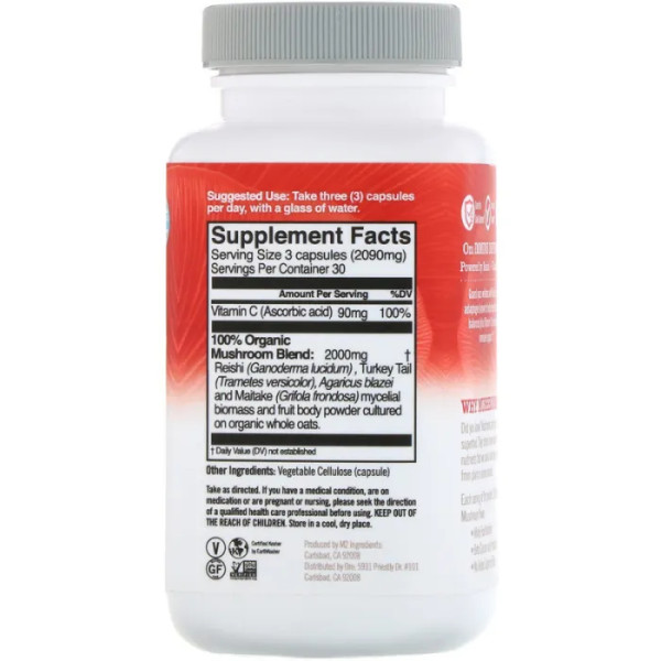 Органічні гриби для імунітету з вітаміном С, Immune, Om Mushrooms, 697 мг, 90 капсул