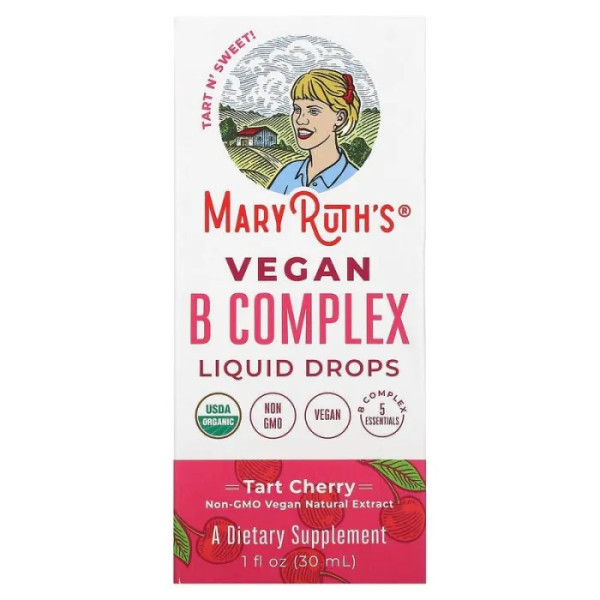 В-комплекс веганський, Vegan B Complex MaryRuth Organics, рідкий, смак терпкої вишні, 30 мл
