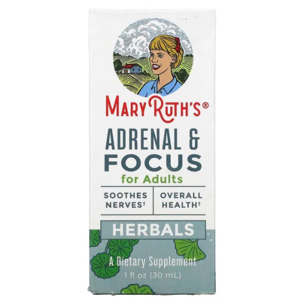 Підтримка надниркових залоз та фокусу для дорослих, Herbals Adrenal & Focus, MaryRuth Organics, 30 мл
