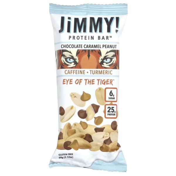 Протеїнові батончики, Bars with Benefits, Protein Bar, JiMMY, шоколад, карамель та арахіс, 12 батончиків по 60 г
