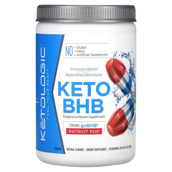 Кетонові солі Patriot Pop, Keto BHB, KetoLogic, 255 г