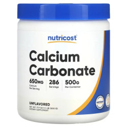 Кальцій карбонат, Nutricost Calcium Carbonate, без добавок, 500 г