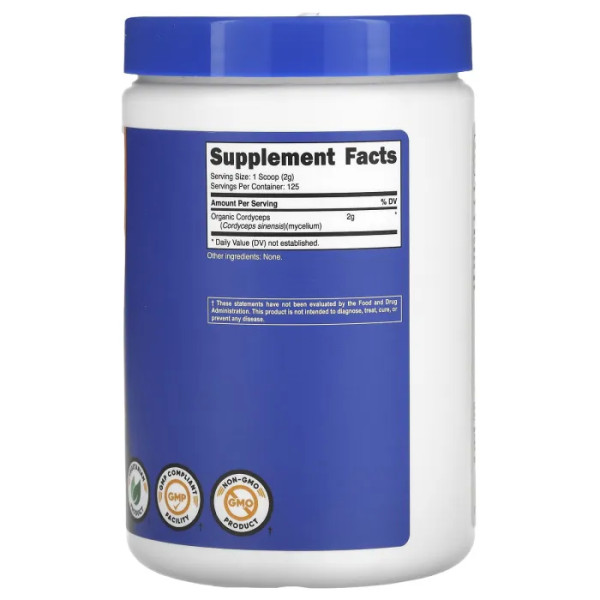 Кордіцепс, Organic Cordyceps, Nutricost, органік, порошок, без смаку, 250 грам