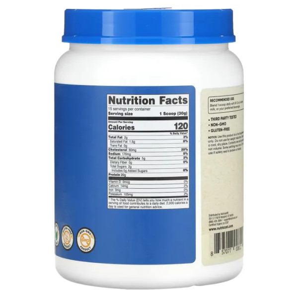 Сироватковий протеїн, Organic Whey Protein, Nutricost, органічний, зі смаком ванілі, 454 г