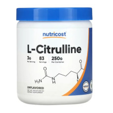 L-цитруллин, L-Citrulline Nutricost, без добавок, 250 г