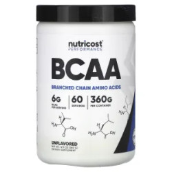 Амінокислоти BCAA, без смаку, Amino Acids BCAA Nutricost, 360 г